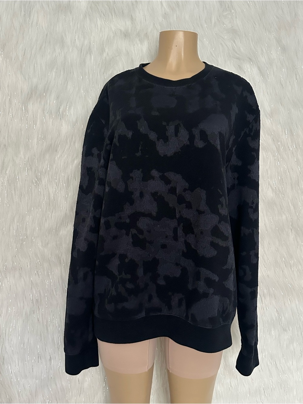 H&M Black Ribbed Crewneck Sweatshirt